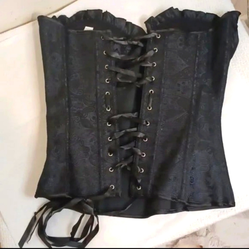 Black Corset size Medium ruffled top